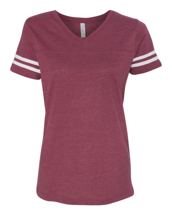 Women's V-Neck Fine Jersey Tee with Custom GLITTER Design - Image 4