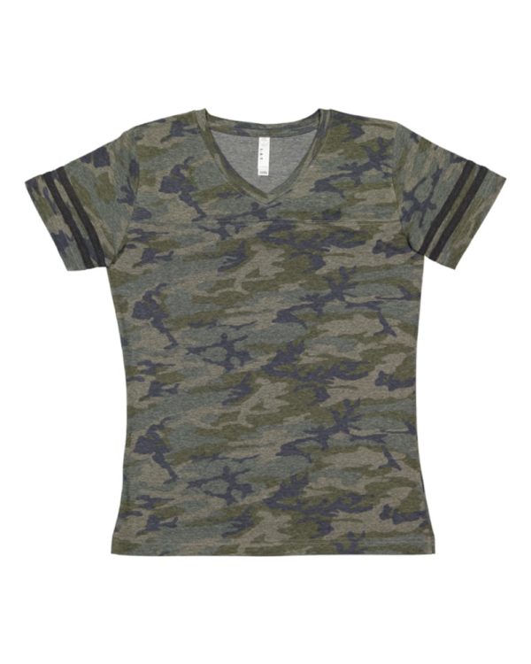 Women's V-Neck Fine Jersey Tee with Custom GLITTER Design - Image 5