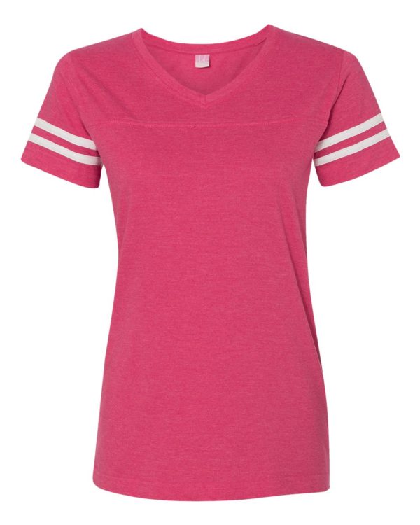 Women's V-Neck Fine Jersey Tee with Custom GLITTER Design - Image 8