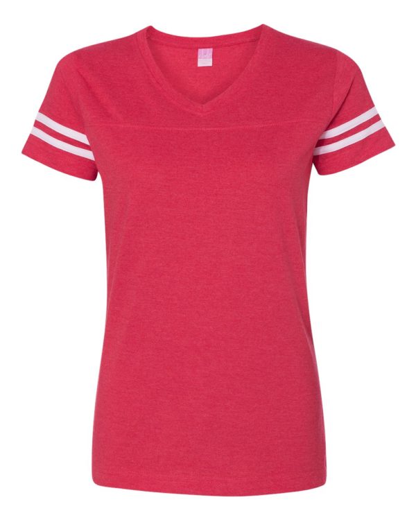 Women's V-Neck Fine Jersey Tee with Custom GLITTER Design - Image 12