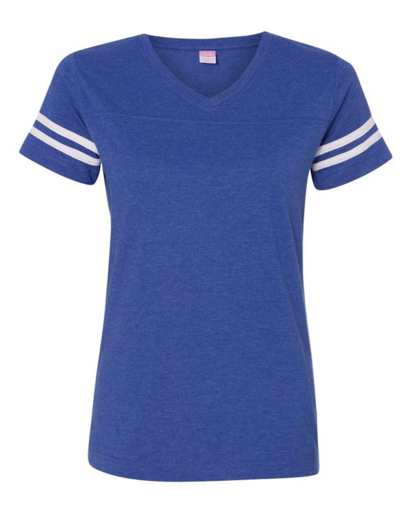 Women's V-Neck Fine Jersey Tee with Custom GLITTER Design - Image 13