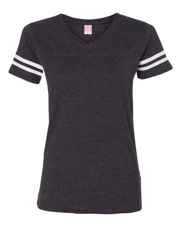 Women's V-Neck Fine Jersey Tee with Custom GLITTER Design - Image 14